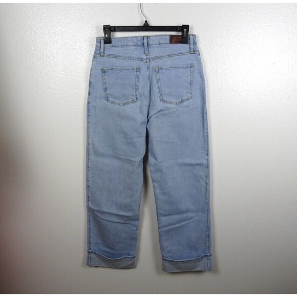 HOLLISTER Women's Jeans Cuffed Ankle Denim Stretch Light Wash Relaxed W28 L29 - Picture 3 of 13